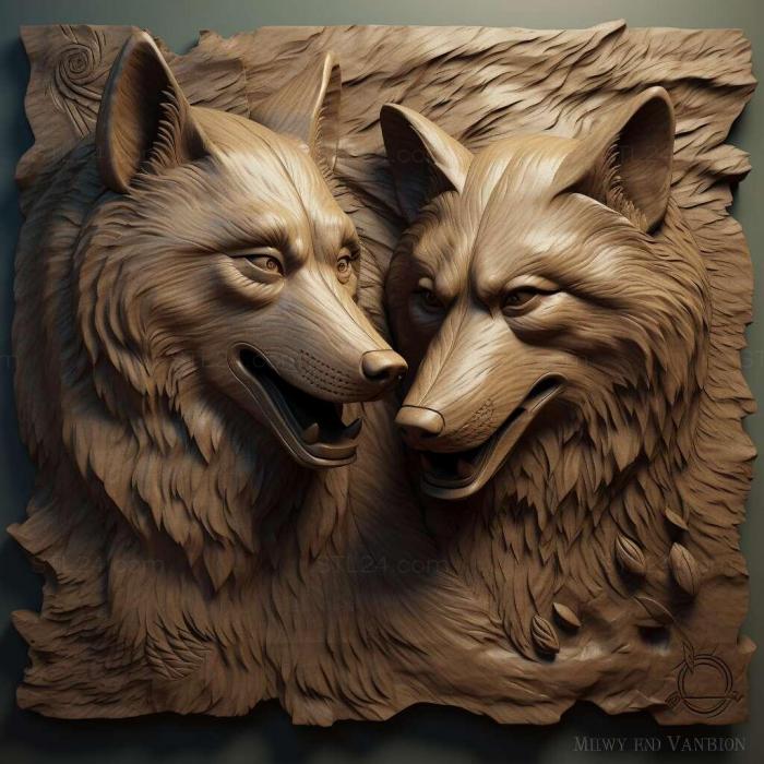 Nature and animals (Thunder Wolves 2, NATURE_262) 3D models for cnc